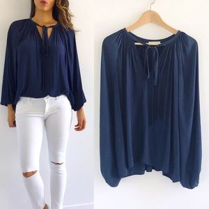 Ramy Brook long sleeve blouse top navy size S